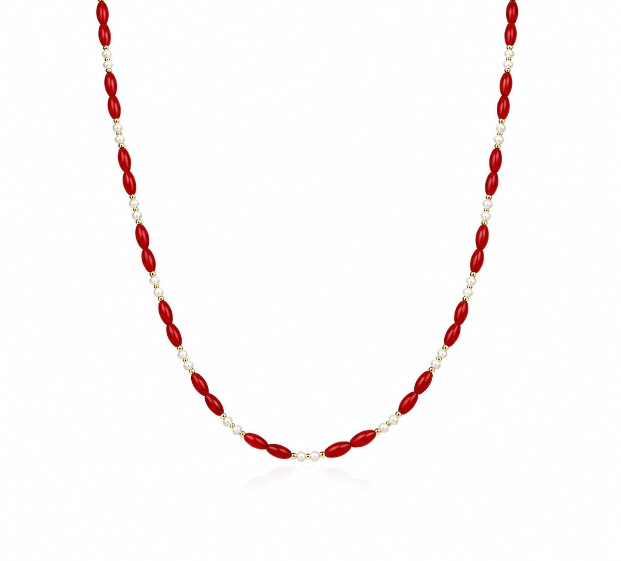 Collana risina in pasta di corallo e perle