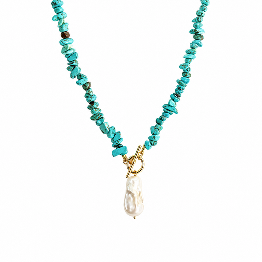 Collana in pasta di turchese e perla