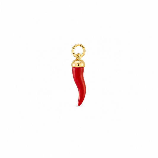 Charm cornetto in corallo rosso