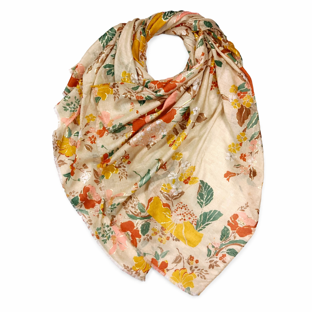 Sciarpa misto cotone con stampa floreale