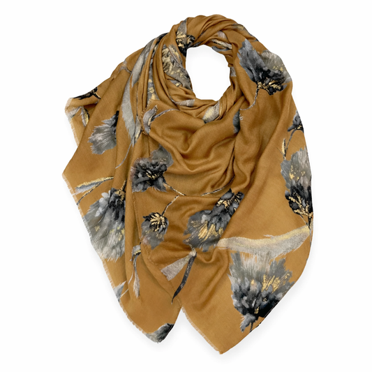 Sciarpa in misto cotone con stampa floreale