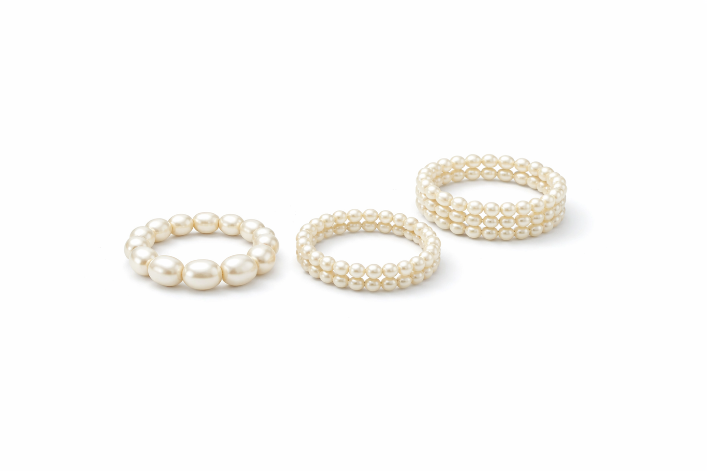 Anelli elastici con perle di fiume modello riso