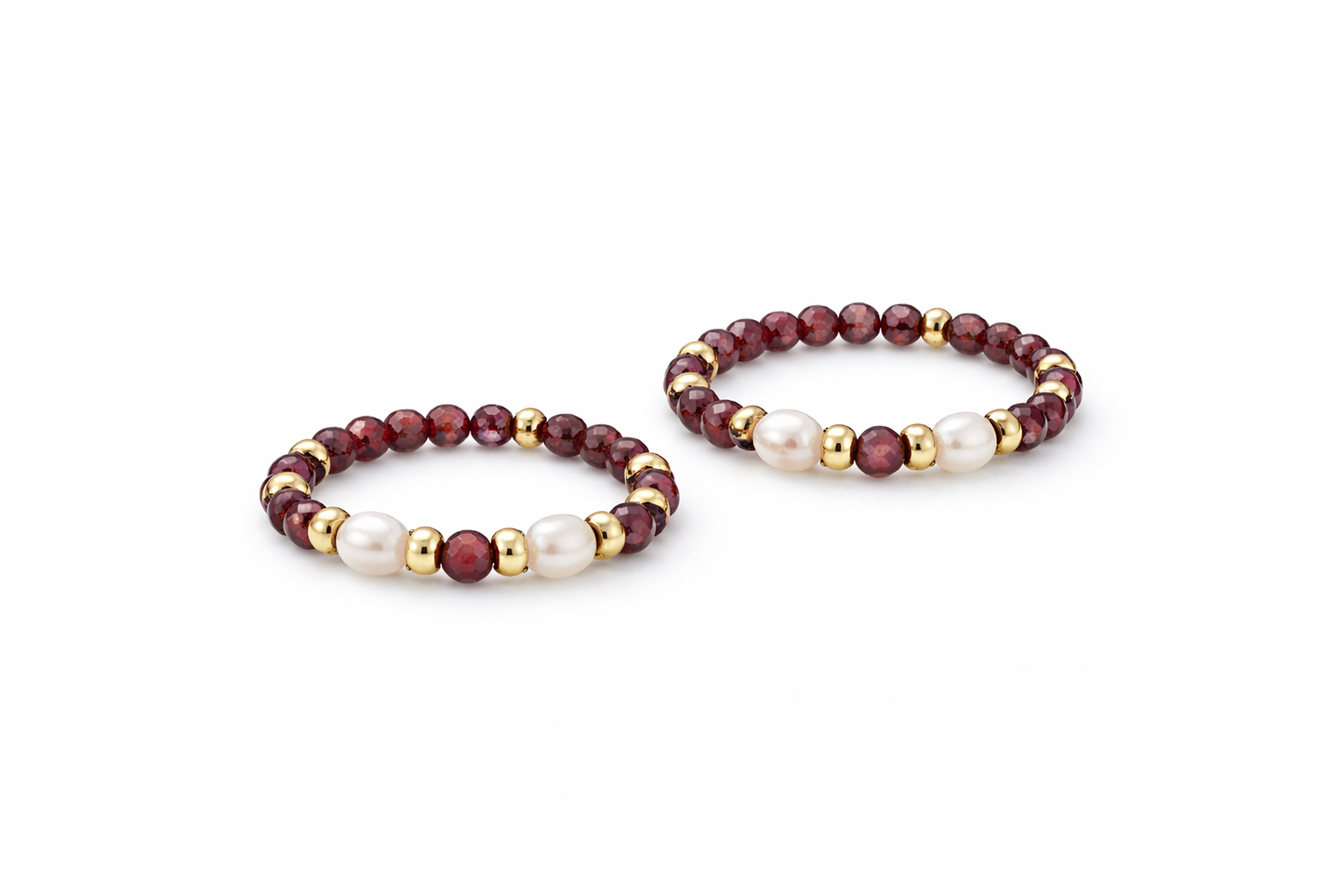 Anelli elastici con perle di fiume e pietre dure