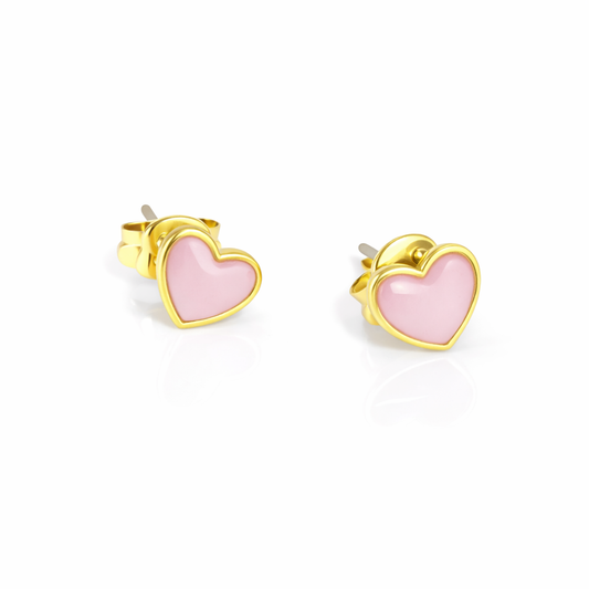 Con amore - Orecchini in ottone con cuore smaltato