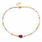 Collana con perline in vetro e coccinella centrale