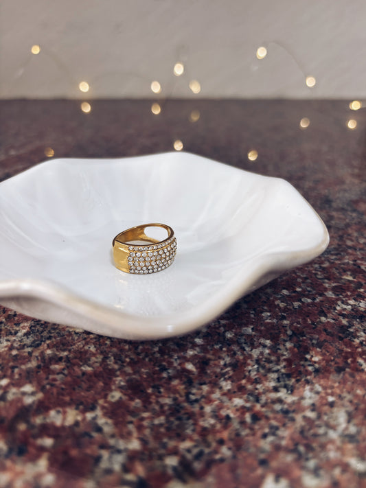 Anello regolabile in acciaio con zirconi