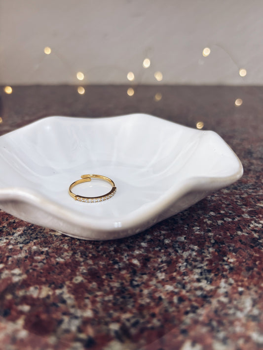 Anello regolabile in acciaio con zirconi