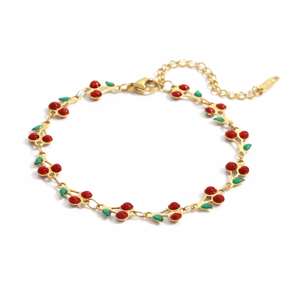 Bracciale in acciaio con ciliegie