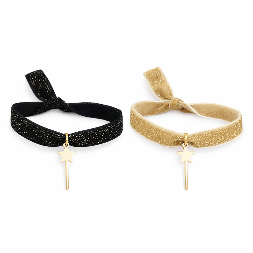 Bracciale in tessuto glitter e bacchetta magica