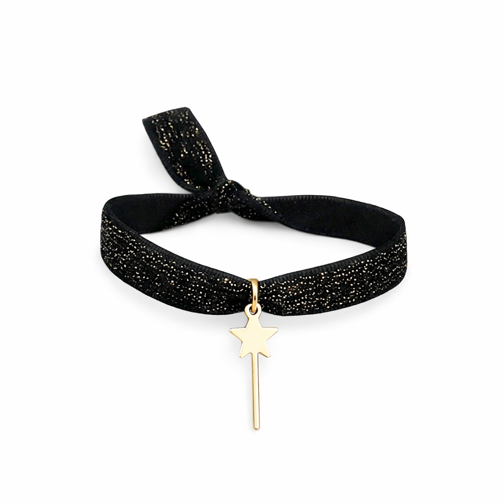 Bracciale in tessuto glitter e bacchetta magica