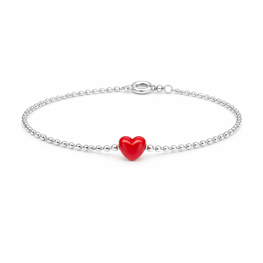 Bracciale in argento 925 con cuore rosso