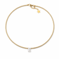 Collana con perline in vetro oro e lettera in madreperla