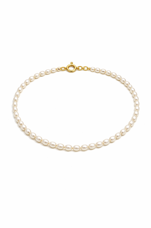 Cavigliera con perle di fiume modello riso