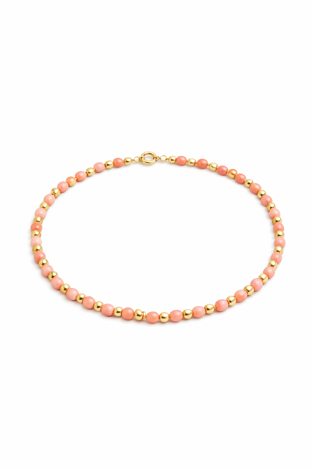 Cavigliera in pasta di corallo rosa e hematite