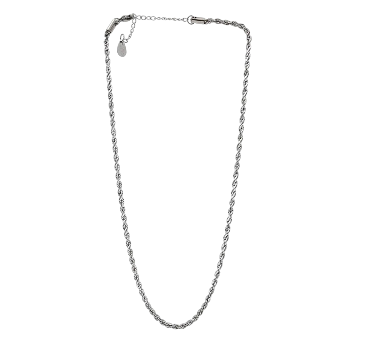 Collana catena corda in acciaio - 3 mm - argento