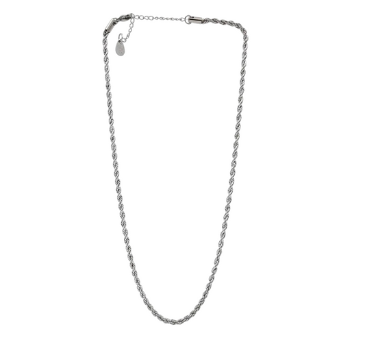 Collana catena corda in acciaio - 3 mm - argento