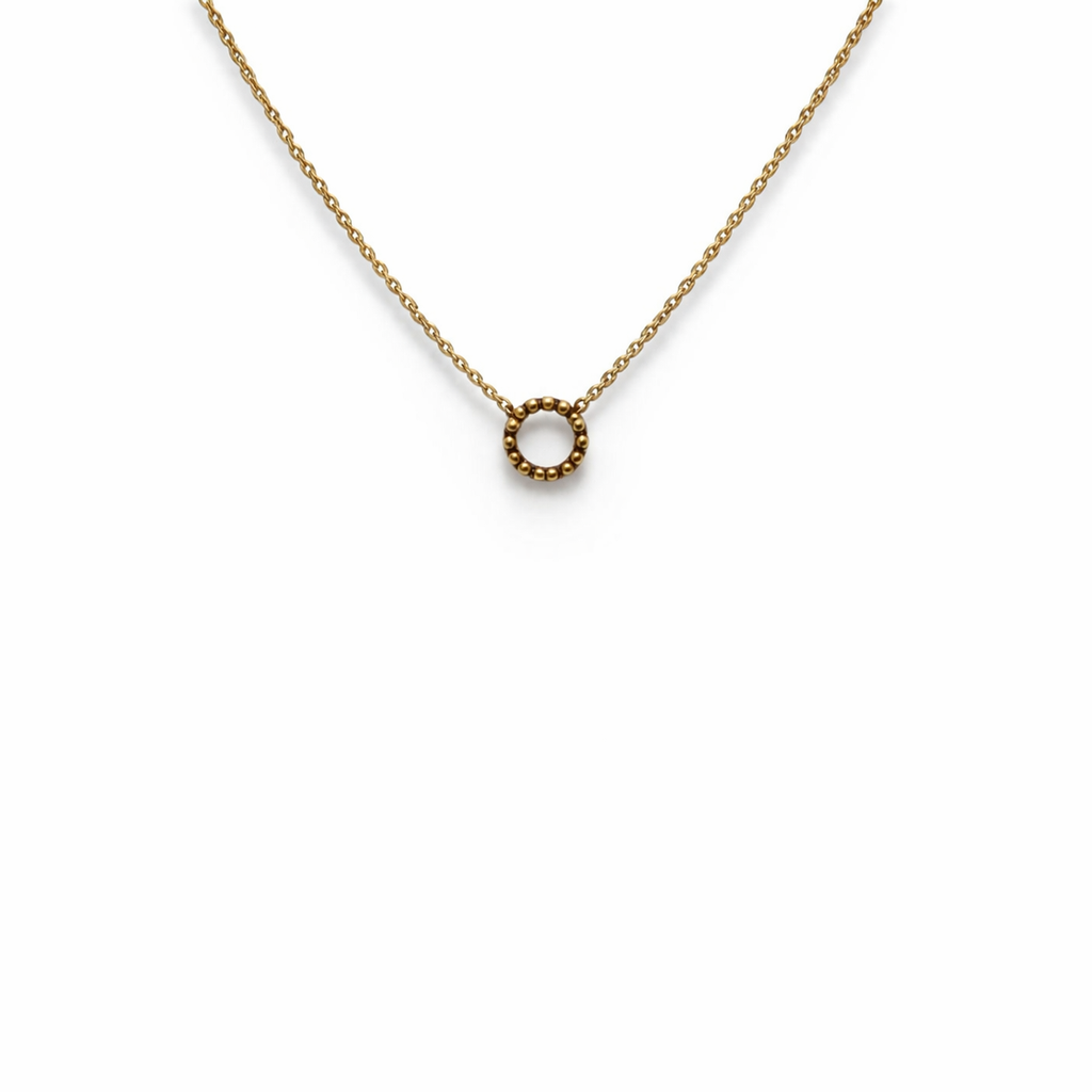 Collana con mini cerchio in acciaio dorato