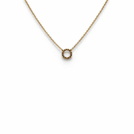 Collana con mini cerchio in acciaio dorato