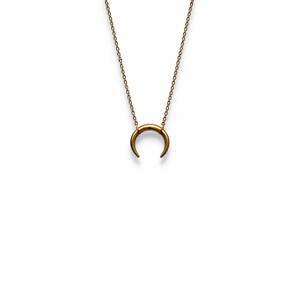 L'altra metà - Collana mezzaluna in acciaio dorato
