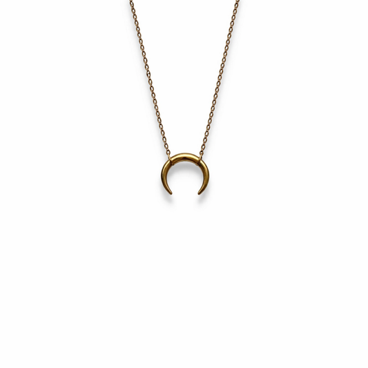L'altra metà - Collana mezzaluna in acciaio dorato