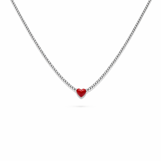 Batticuore - Collana in acciaio con mini cuore smaltato