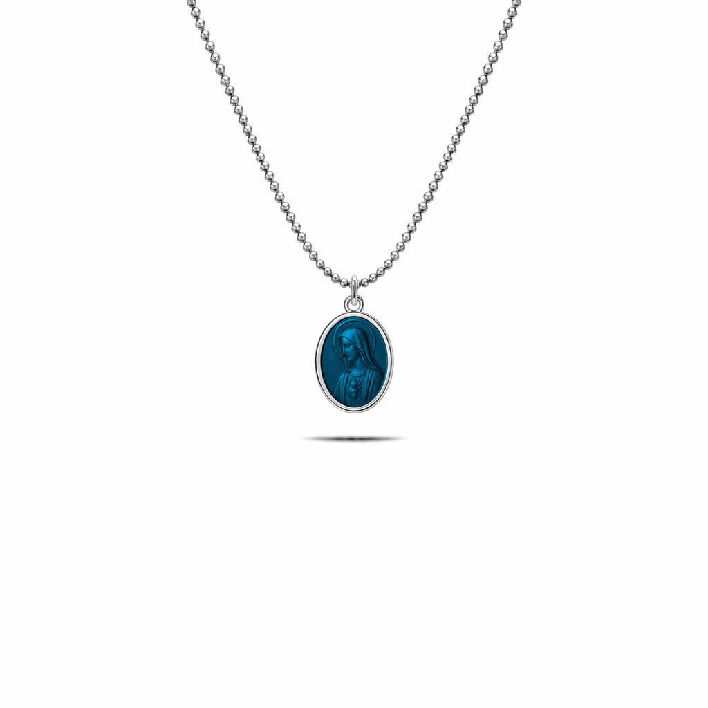 Collana in argento 925 con madonnina smaltata