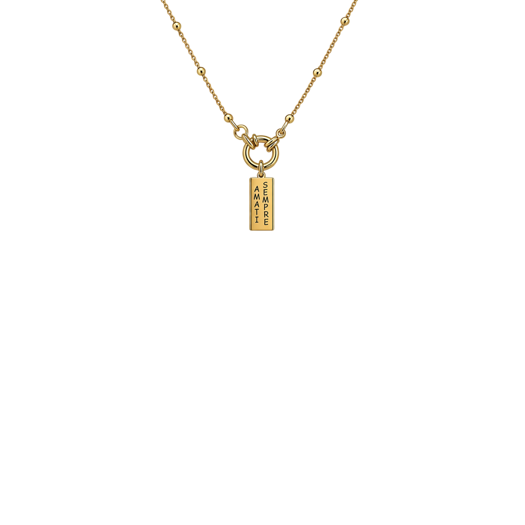 Amati sempre - Collana in argento 925 con targhetta incisa
