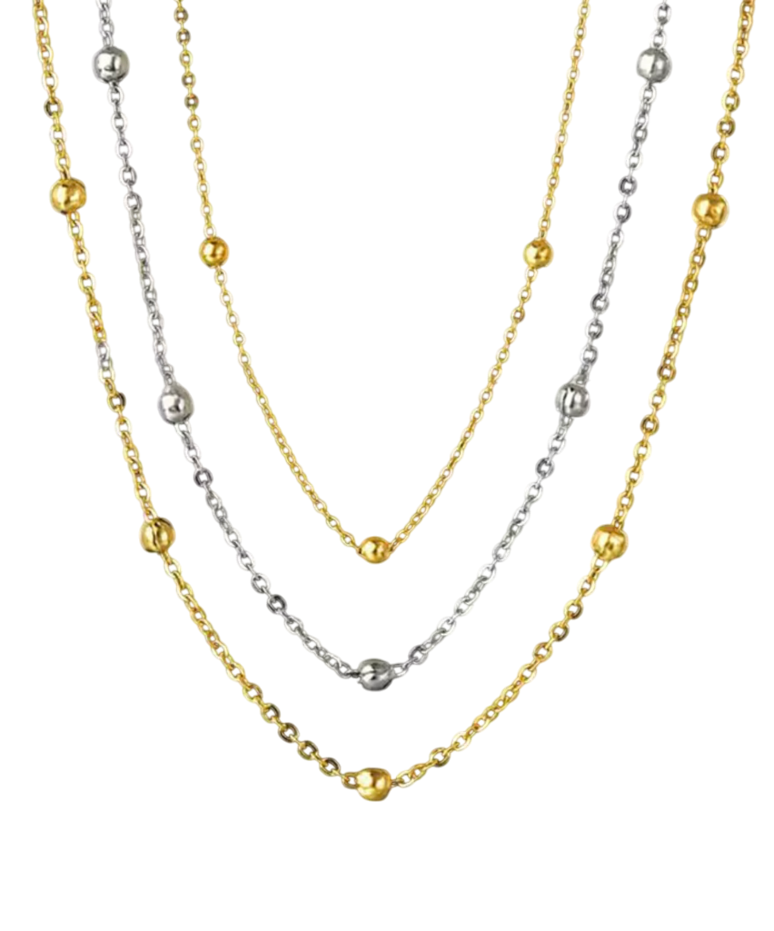 Collana in acciaio con perline