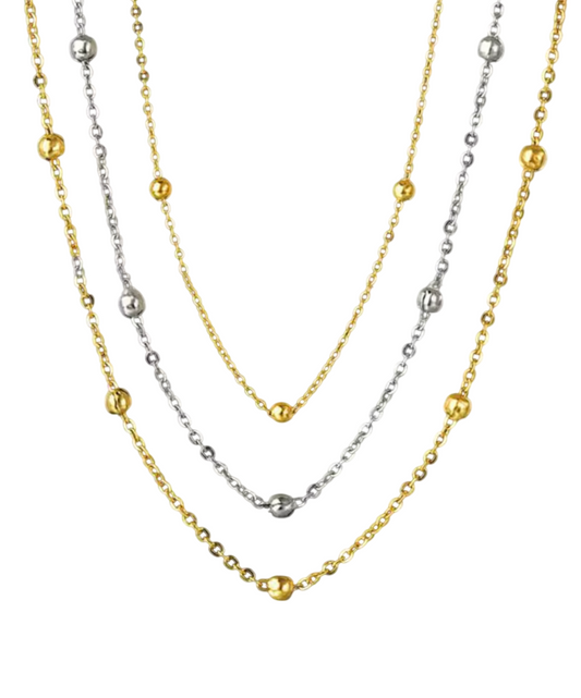 Collana in acciaio con perline