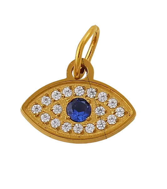 Charm occhio greco in acciaio con zirconi