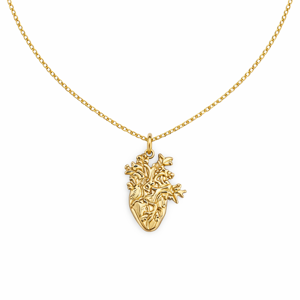 Rifiorisci - Collana in argento 925 con cuore umano con fiori