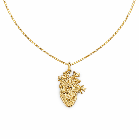 Rifiorisci - Collana in argento 925 con cuore umano con fiori