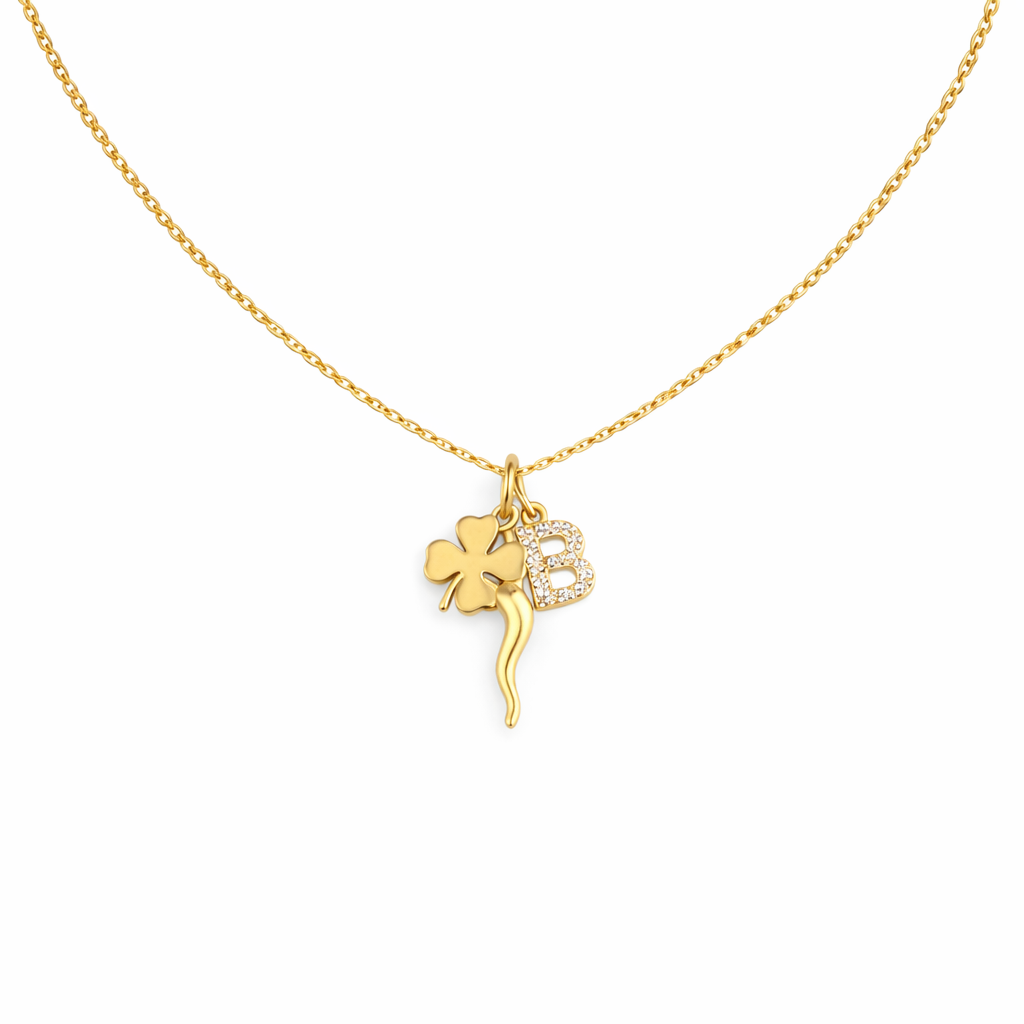 Collana in argento 925 con ciondoli portafortuna