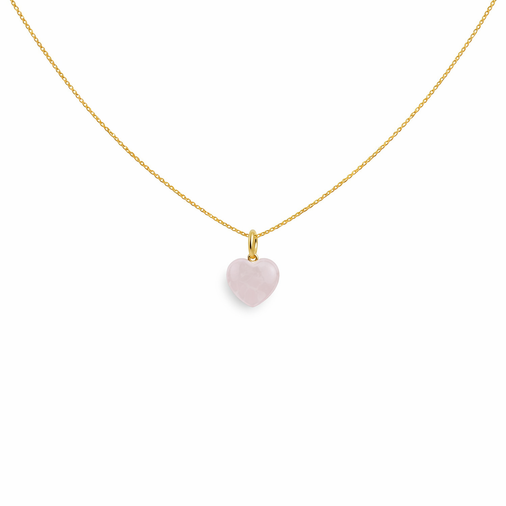 Collana in argento 925 con cuore in quarzo rosa