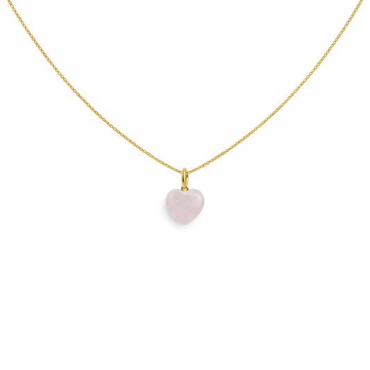 Collana in argento 925 con cuore in quarzo rosa