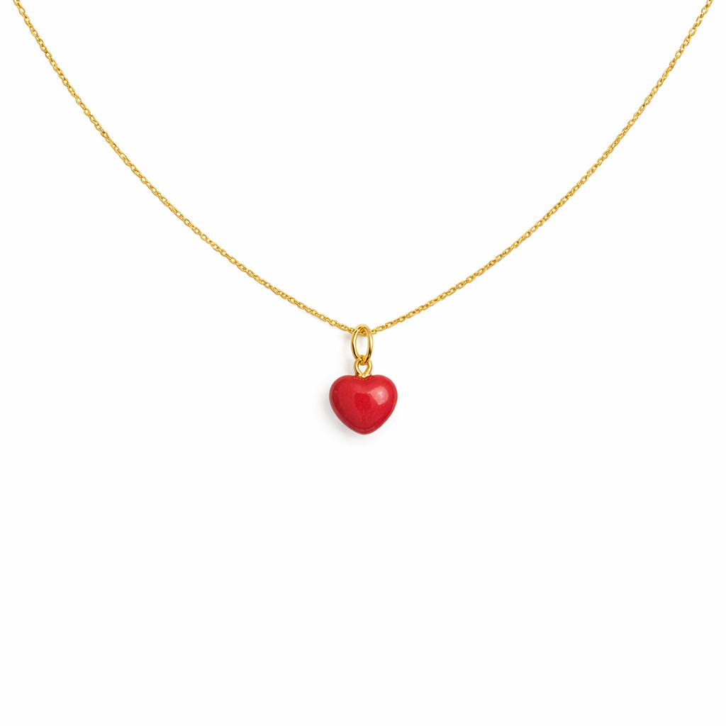 Collana in argento 925 con cuore in corallo naturale