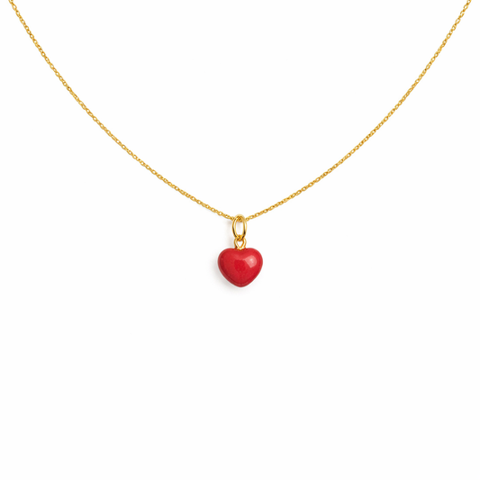 Collana in argento 925 con cuore in corallo naturale