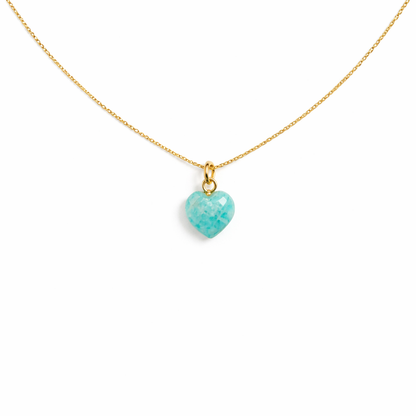 Collana in argento 925 con cuore in pietra dura sfaccettata