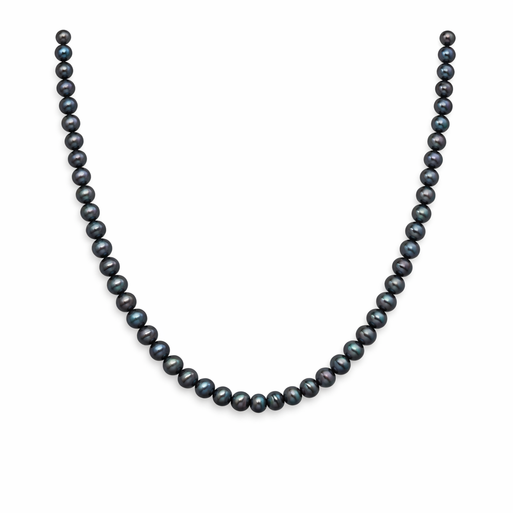 Collana con perle di fiume modello cipolla nere - medie