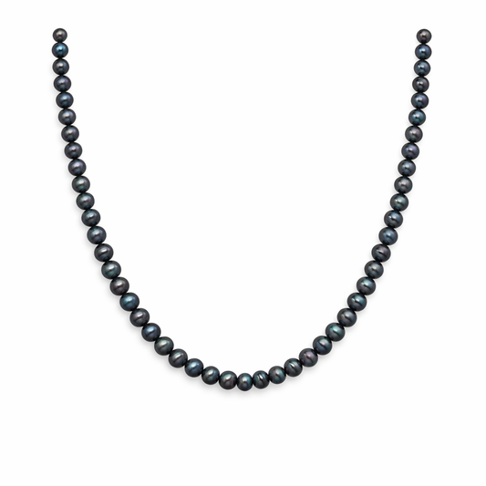 Collana con perle di fiume modello cipolla nere - medie