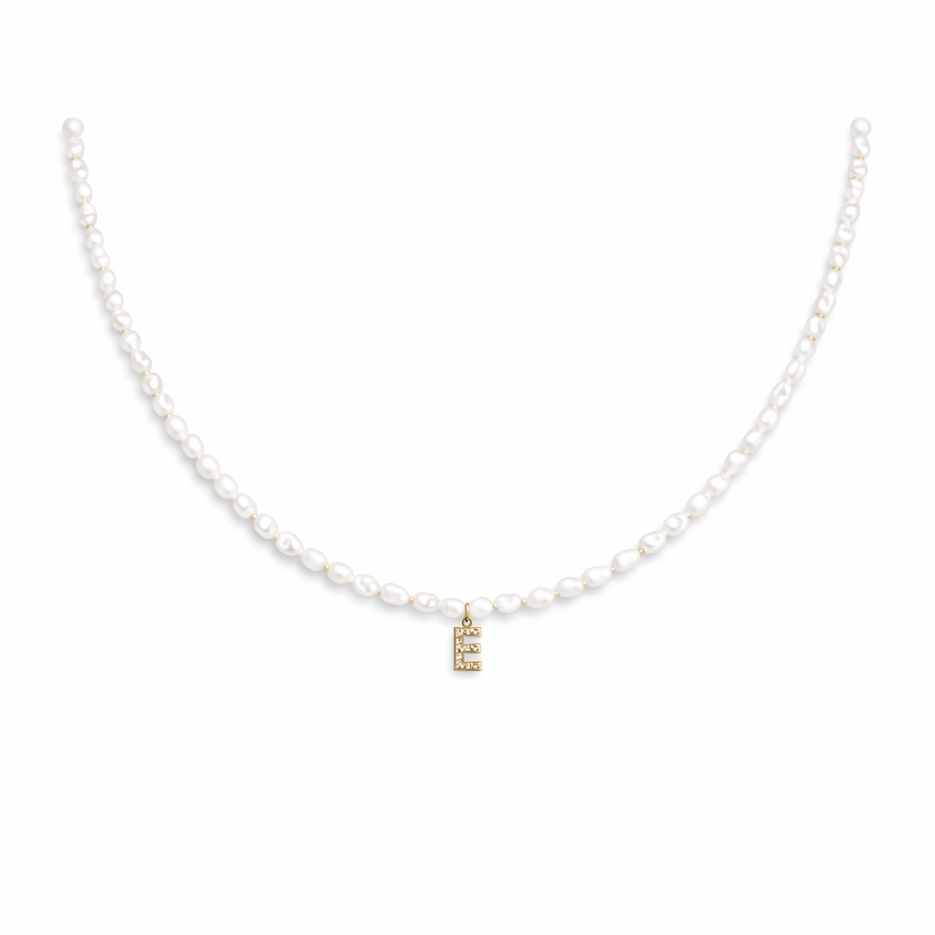 Collana perle di fiume e iniziale in argento 925