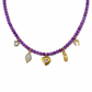 Collana multicharm in ametista lavanda con ciondoli e quarzo