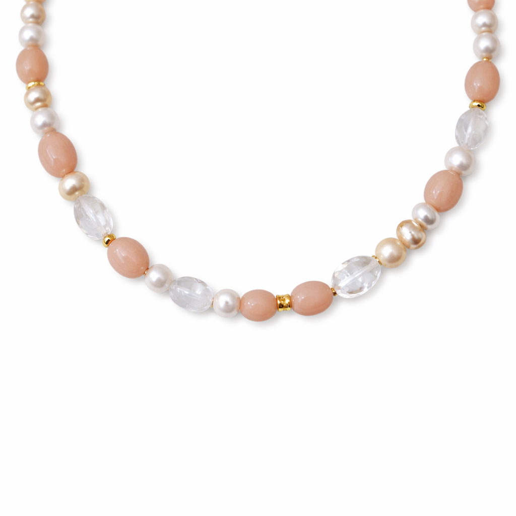 Collana perle e sassolini di pietra di luna