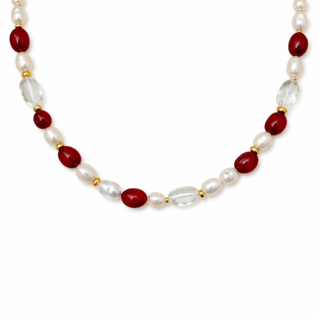 Collana perle e sassolini di granato