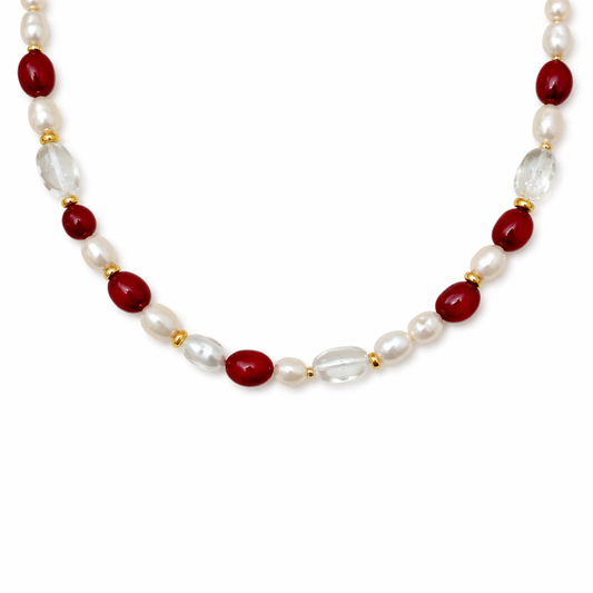 Collana perle e sassolini di granato