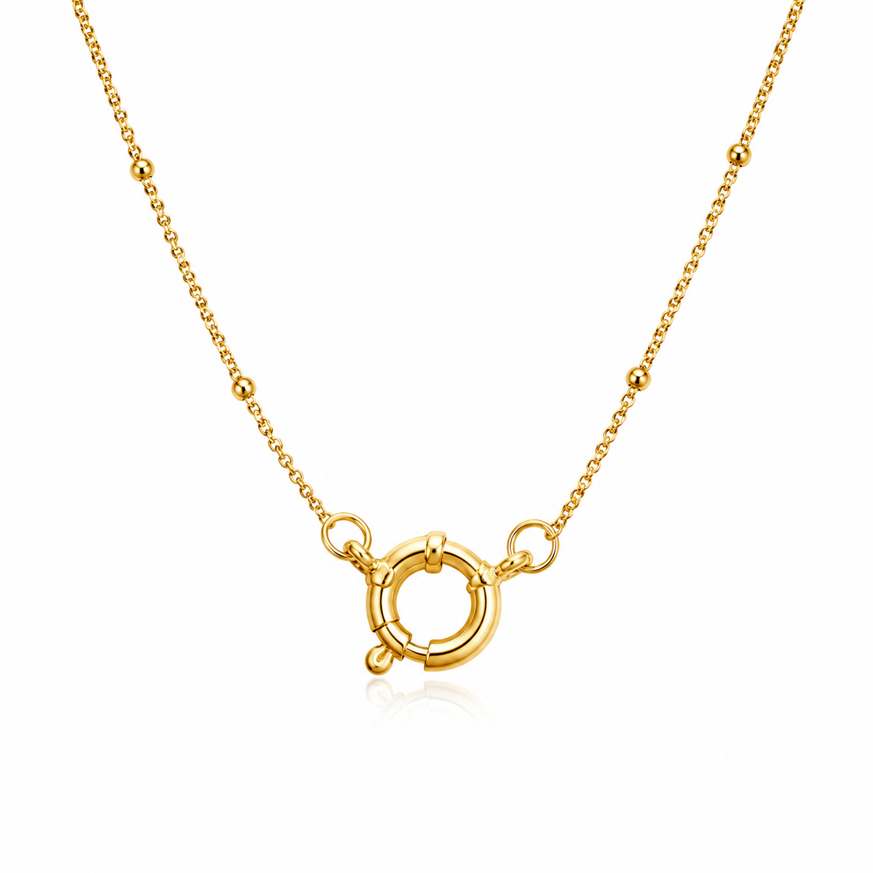 Base collana in acciaio dorato con chiusura per ciondoli