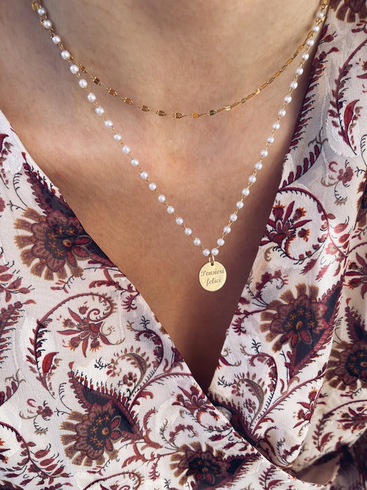 Pensieri felici - Collana a doppio filo in acciaio e argento dorato - Dettagli di Moda