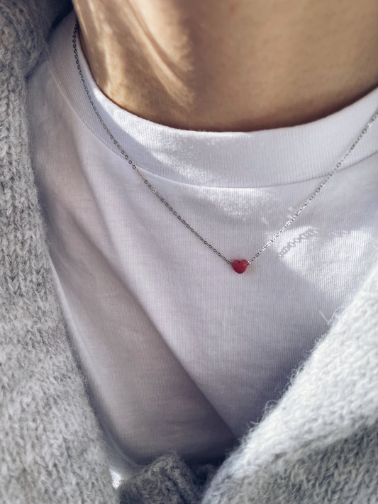 Batticuore - Collana in acciaio con mini cuore smaltato - Dettagli di Moda