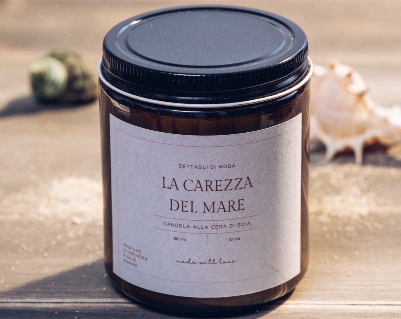 La carezza del mare - candela alla cera di soia - Dettagli di Moda