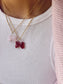 Collana con catena in acciaio e fiocco in vetro